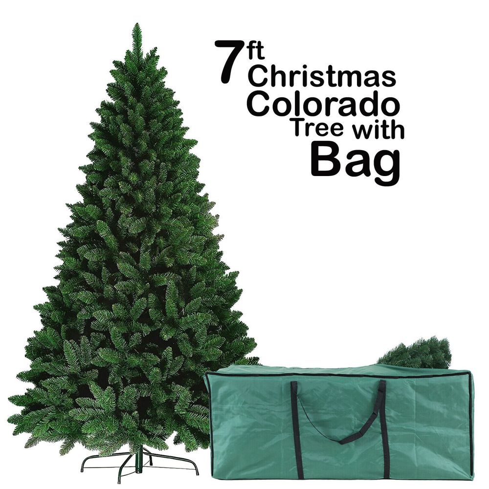 7FT GREEN ARTIFICIAL Christmas Colorado Tree 210CM with Green Bag - anydaydirect