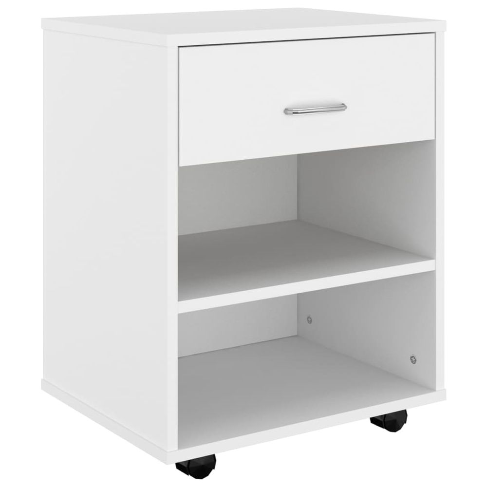 Rolling Cabinet White 46x36x59 cm Engineered Wood - anydaydirect