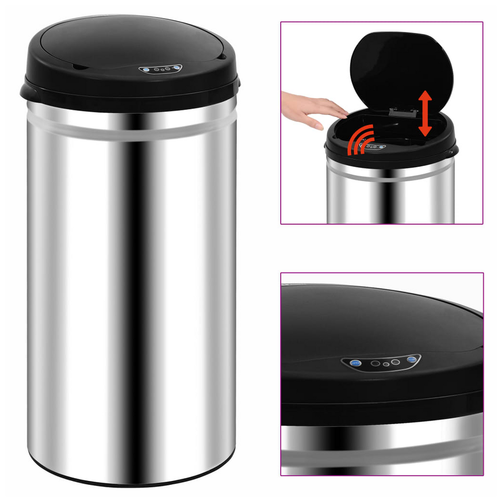 Automatic Sensor Dustbin 50 L Stainless Steel - anydaydirect