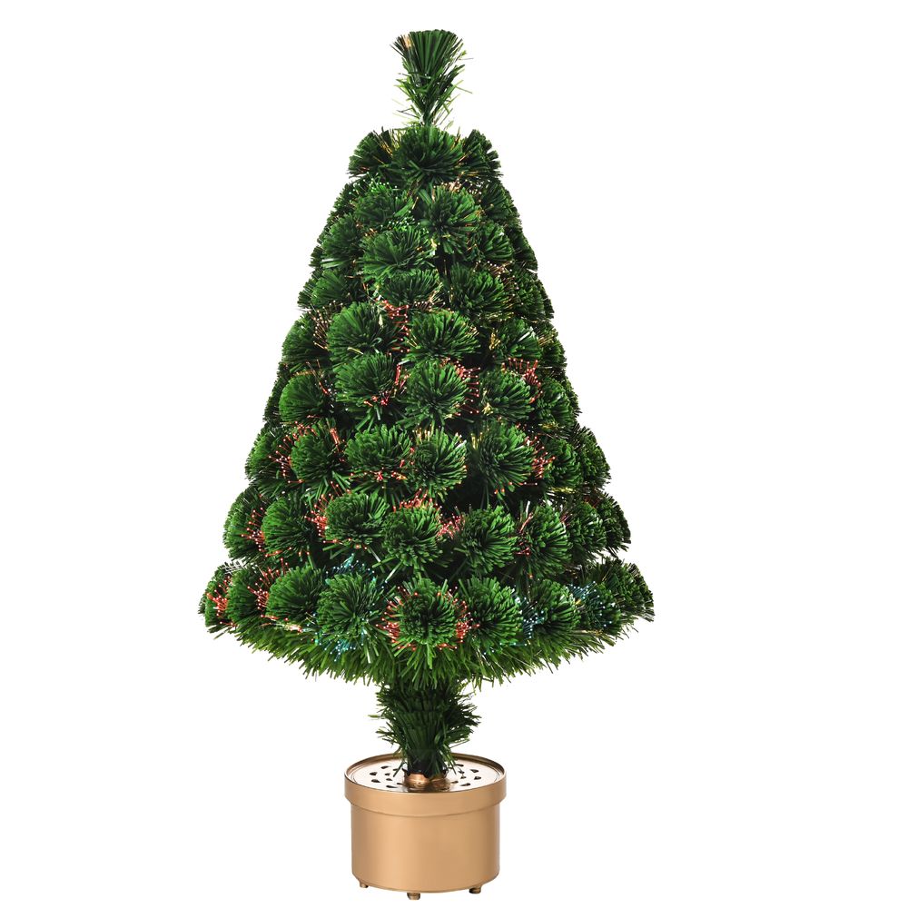 3FT Prelit Artificial Christmas Tree Fiber LED Table Deco Multi-Color Green - anydaydirect