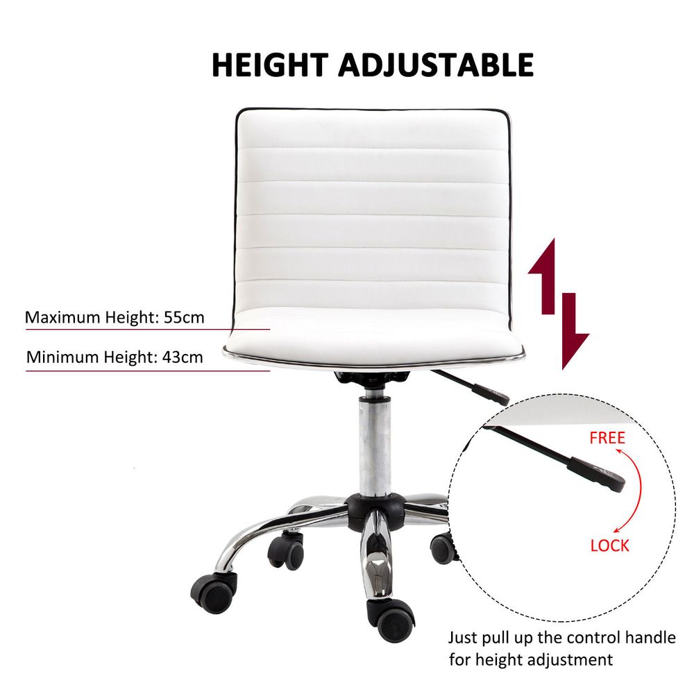 Armless Mid-Back Adjustable Office Chair  360 Swivel Ergonomic White HOMCOM - anydaydirect