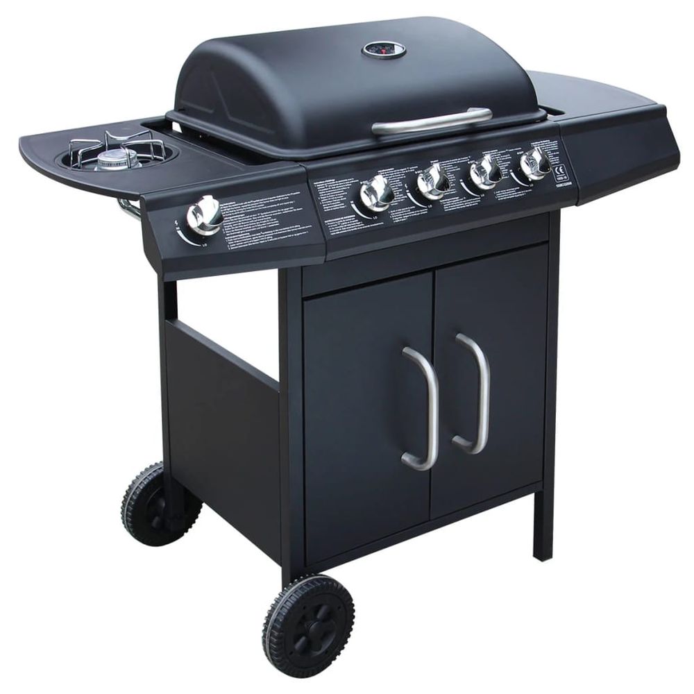 Gas Barbecue Grill 4+1 Cooking Zone Black - anydaydirect