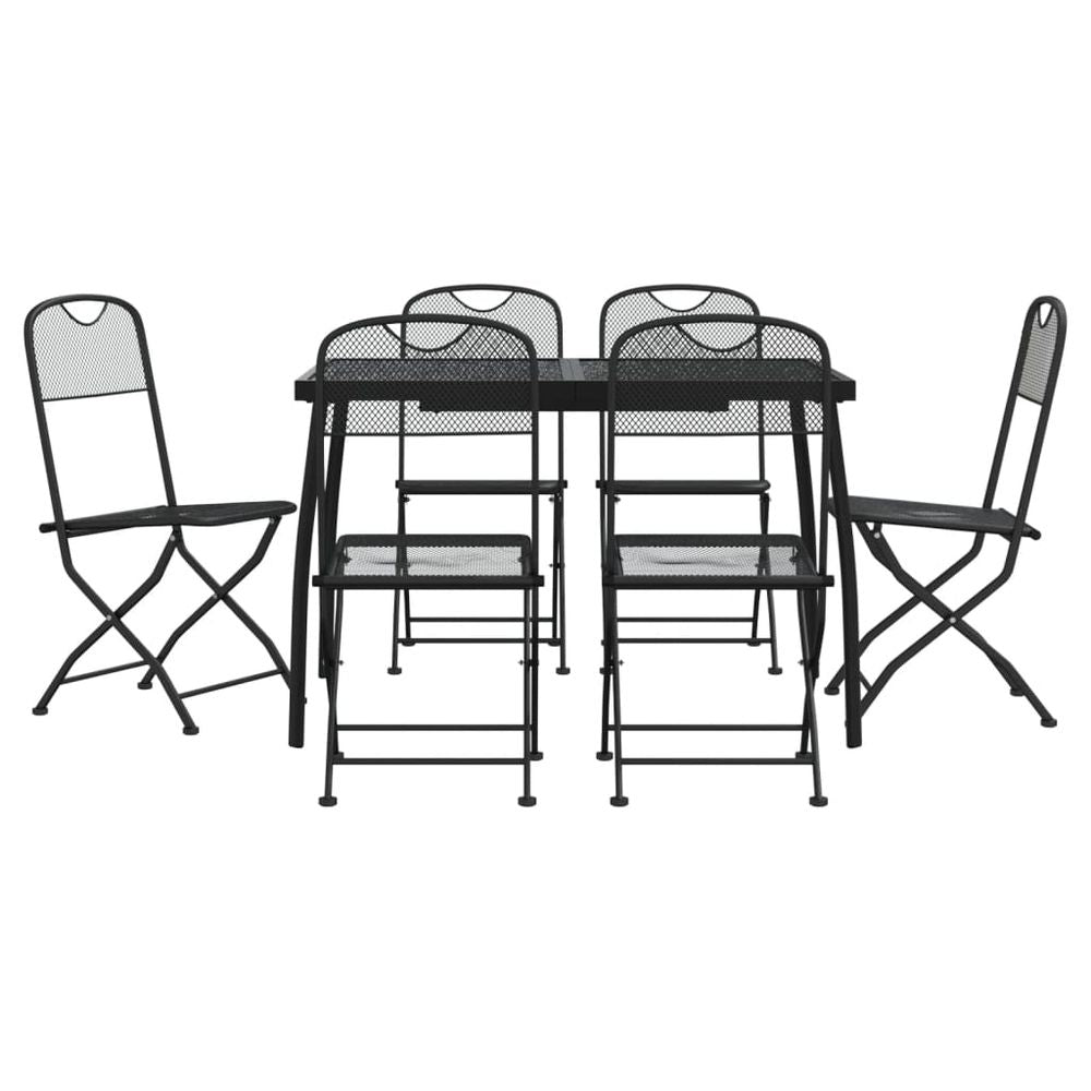 vidaXL 7 Piece Garden Dining Set Anthracite Metal Mesh - anydaydirect