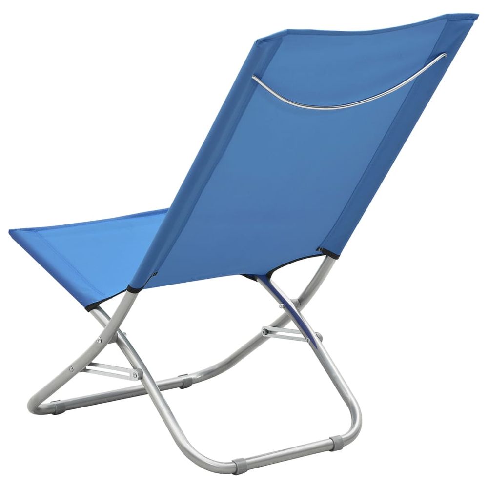 Folding Beach Chairs 2 pcs Blue Fabric - anydaydirect