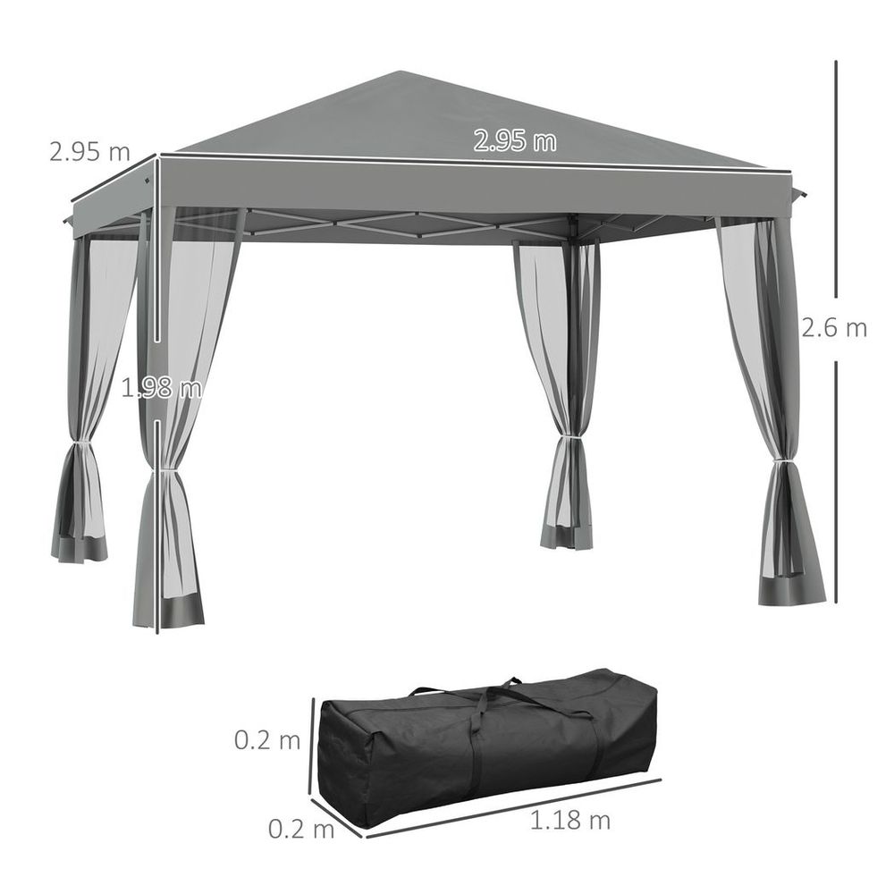 Heavy Duty Pop Up Gazebo with Removable Mesh Sidewall Netting Gray - anydaydirect