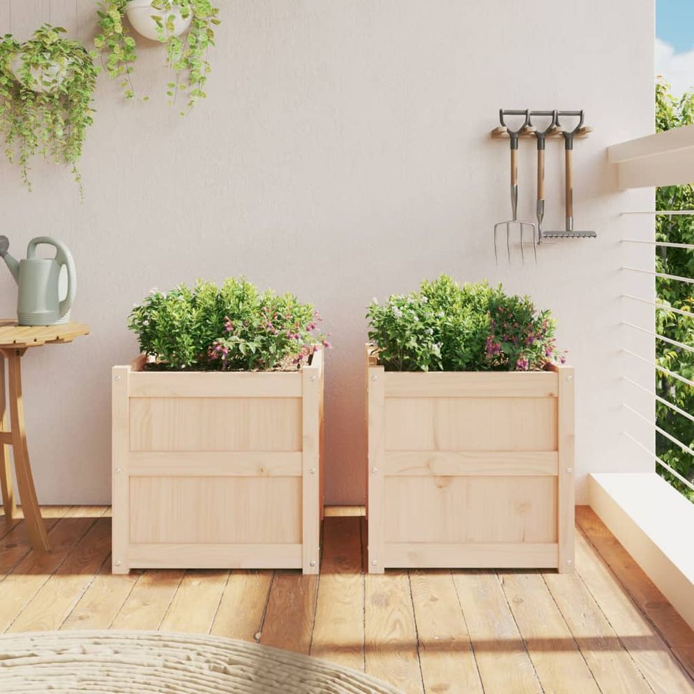 vidaXL Garden Planters 2 pcs Solid Wood Pine - anydaydirect