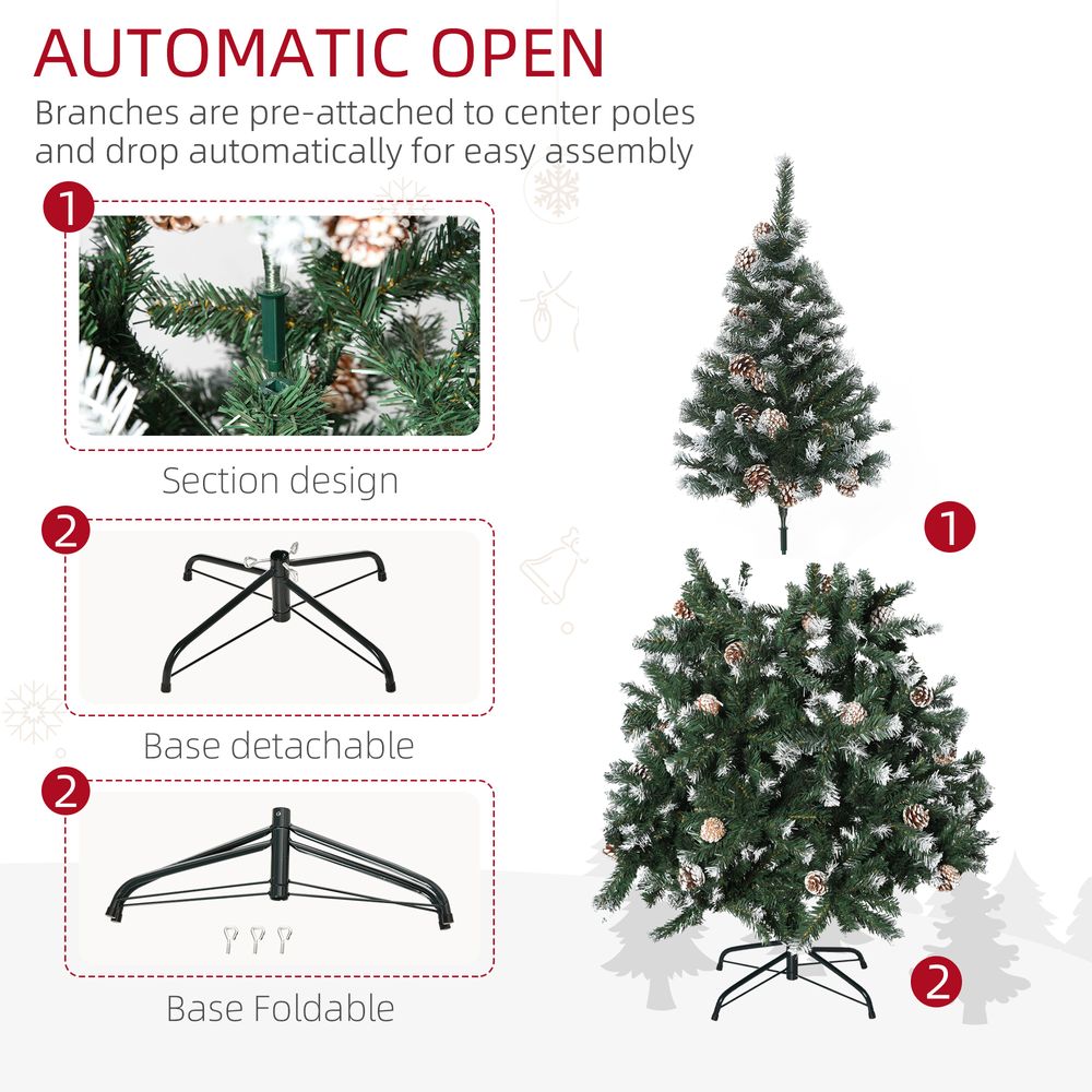 5FT Artificial Christmas Tree Xmas Indoor Decoration, Automatic Open HOMCOM - anydaydirect