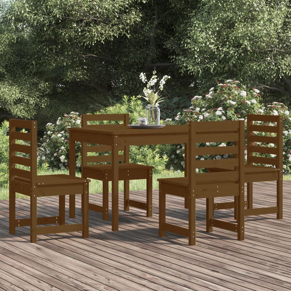 5 Piece Garden Dining Set Solid Wood Pine - anydaydirect