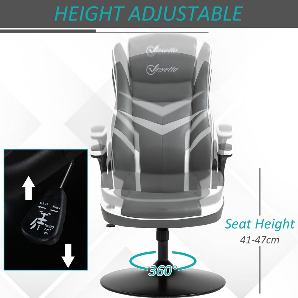 High Back Computer Gaming Chair Video Game Chair with Swivel Base Grey - anydaydirect