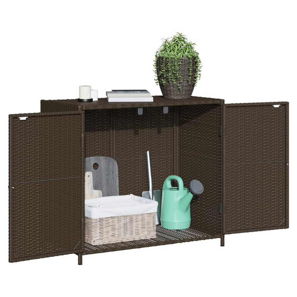 vidaXL Garden Storage Cabinet Brown 83x45x76 cm Poly Rattan - anydaydirect