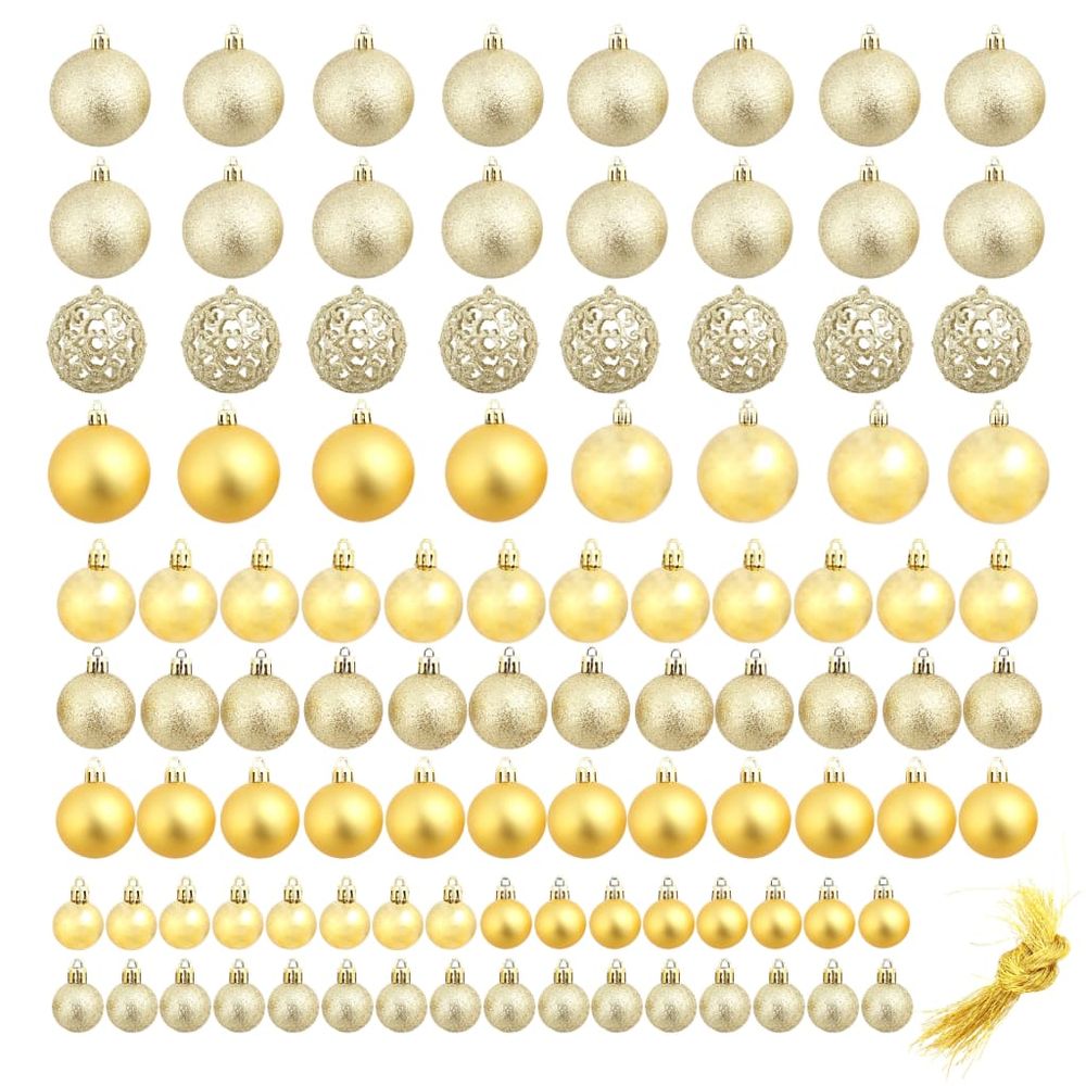 100 Piece Christmas Ball Set 3/4/6 cm Gold - anydaydirect