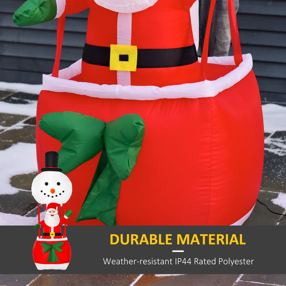 8ft Christmas Inflatable Deco with Santa Claus on Snowman Hot Air Balloon LED - anydaydirect