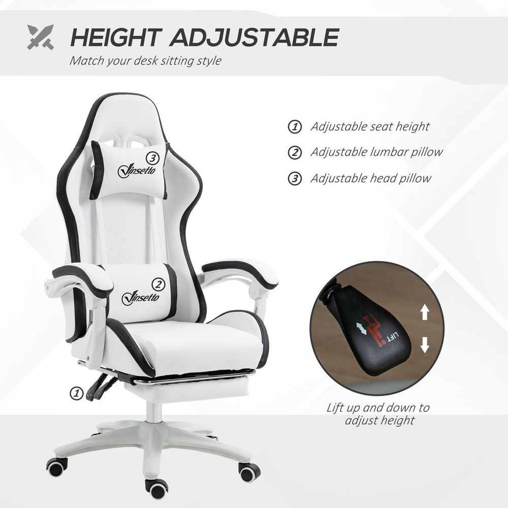 Vinsetto Racing Style Gaming Chair with Reclining Function Footrest, Black - anydaydirect