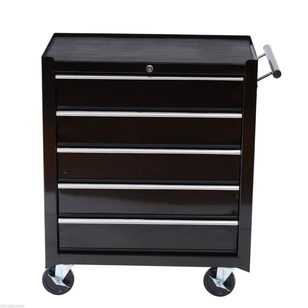 Steel 5-Drawer Tool Storage Cabinet Lockable w/ Wheels Handle 2 Keys Garage - anydaydirect