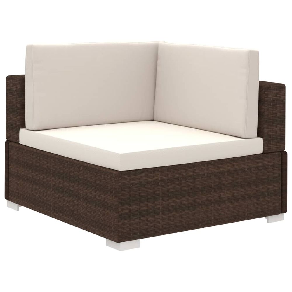 8 Piece Garden Lounge Set with Cushions Poly Rattan Brown - anydaydirect