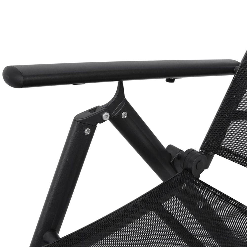 Folding Sun Lounger Aluminium Black - anydaydirect