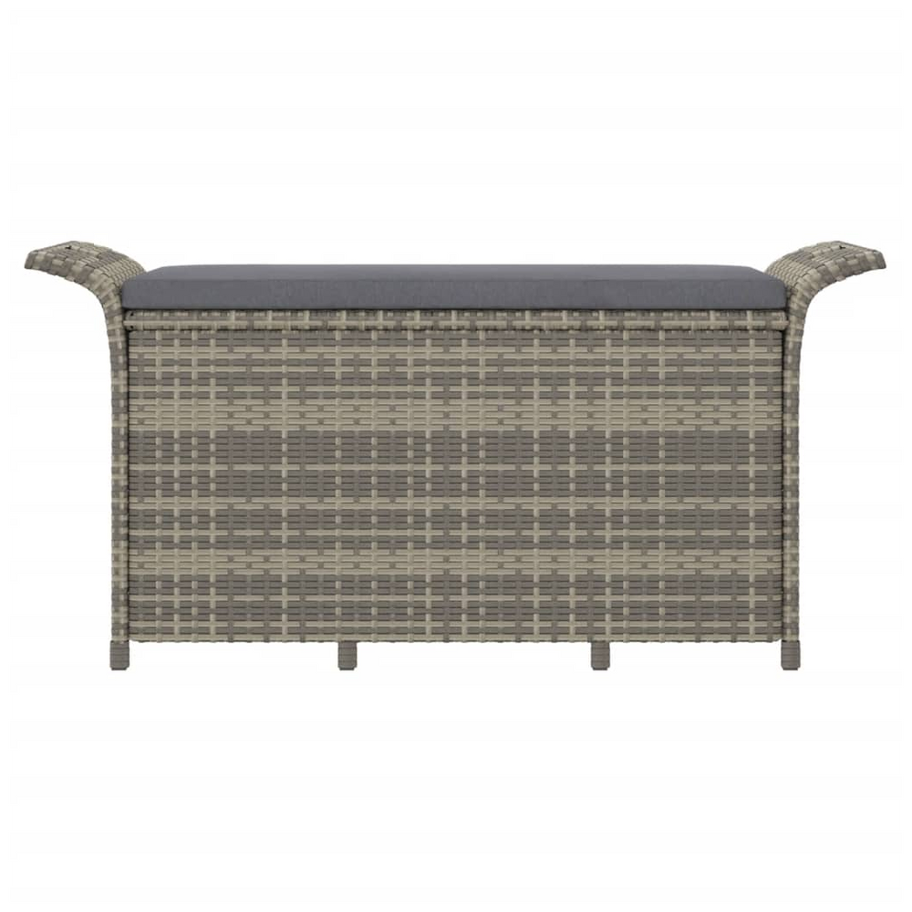 vidaXL Garden Bench with Cushion Grey 116x46x57 cm Poly Rattan - anydaydirect