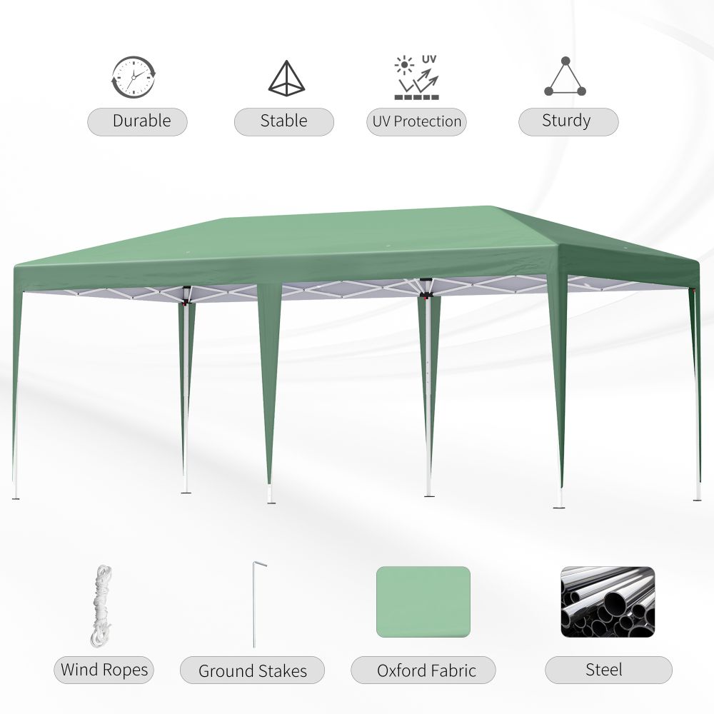 Pop Up Gazebo, Double Roof Foldable Canopy Tent, Green Heavy Duty - anydaydirect