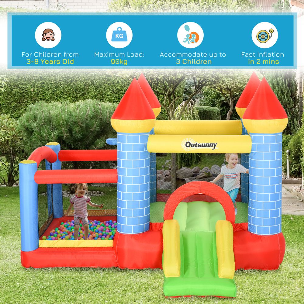 Bouncy Castle W/ Slide Pool 4 in 1 composition W/ Blower Multi-color - anydaydirect