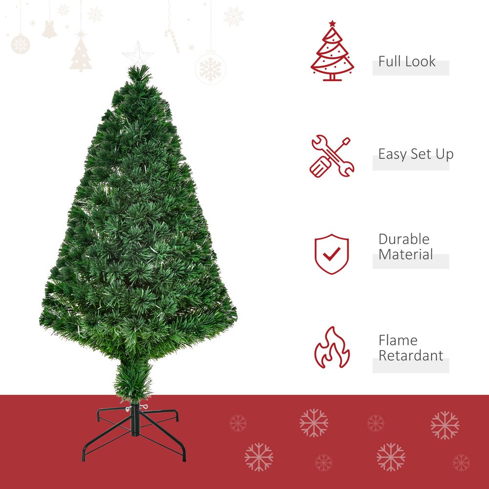 Pre-Lit Fibre Optic Artificial Christmas Tree Tree Topper Multi-Colour 4ft - anydaydirect