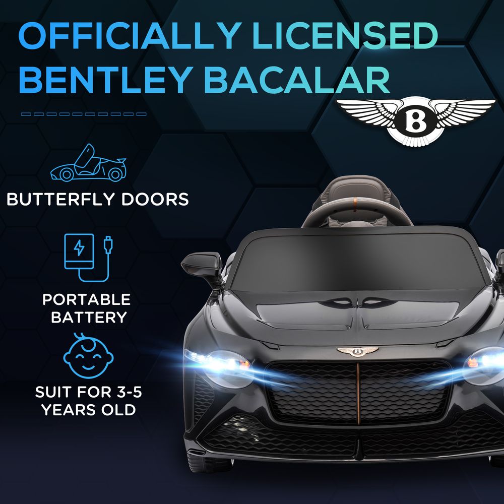 Bentley Bacalar Licensed 12V Kids Electric Car w/ Portable Battery - Black - anydaydirect