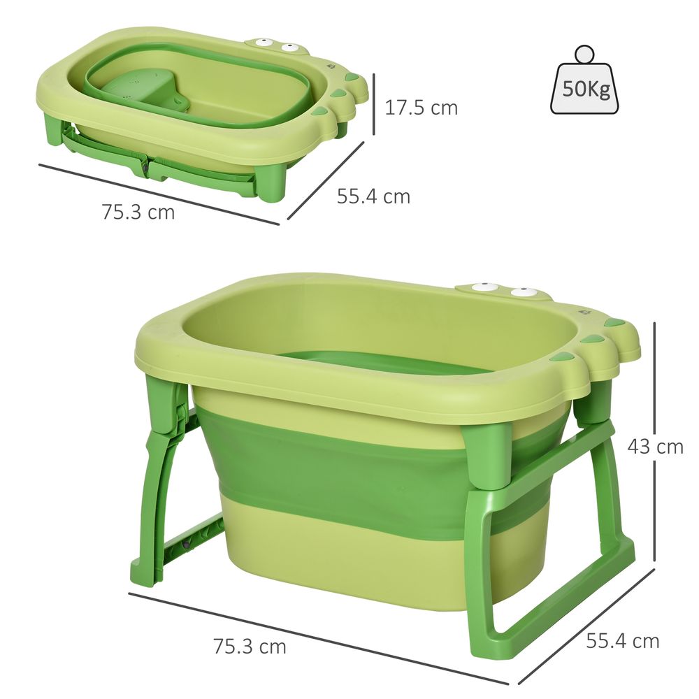 Foldable Baby Bathtub for Newborns Infants Toddlers w/ Stool - Green - anydaydirect