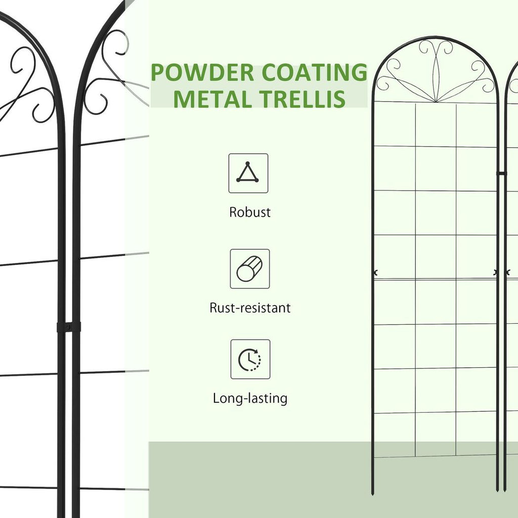 Outsunny Set of 2 Metal Trellis for Climbing Plants, Grid Design - anydaydirect