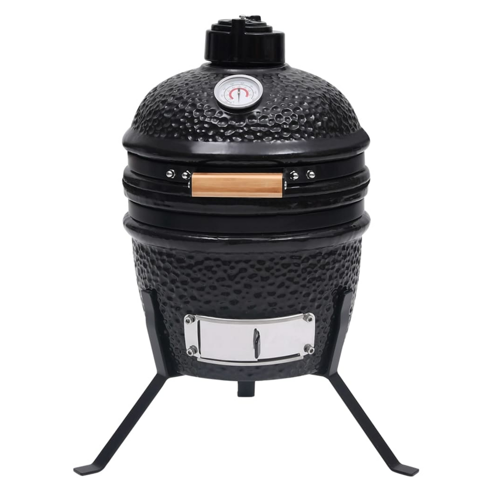 2-in-1 Kamado Barbecue Grill Smoker Ceramic 56 cm Black - anydaydirect