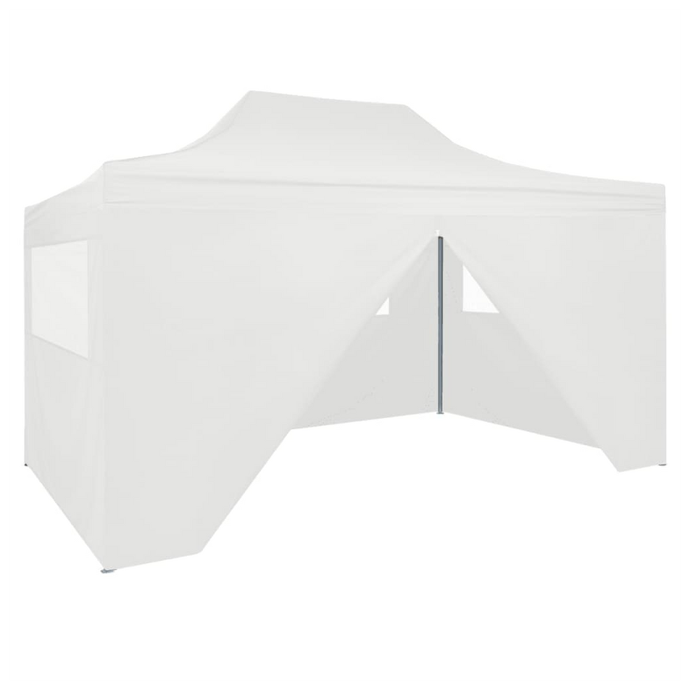 Foldable Party Tent with 4 Sidewalls 3x4.5 m White - anydaydirect