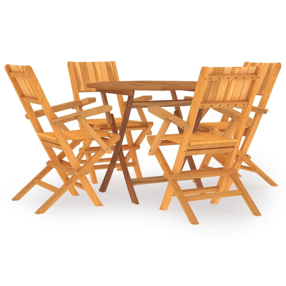 5 Piece Garden Dining Set Solid Wood Teak - anydaydirect