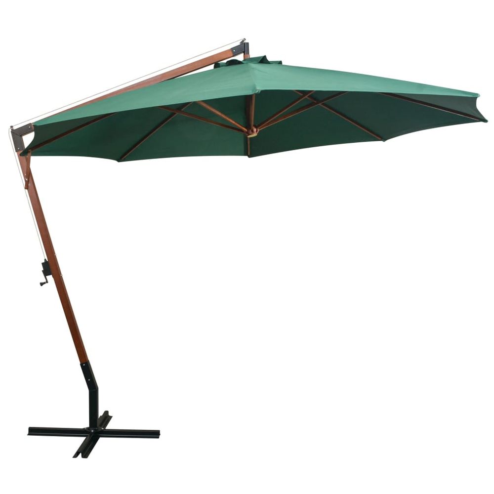 Hanging Parasol 350 cm Wooden Pole Green - anydaydirect
