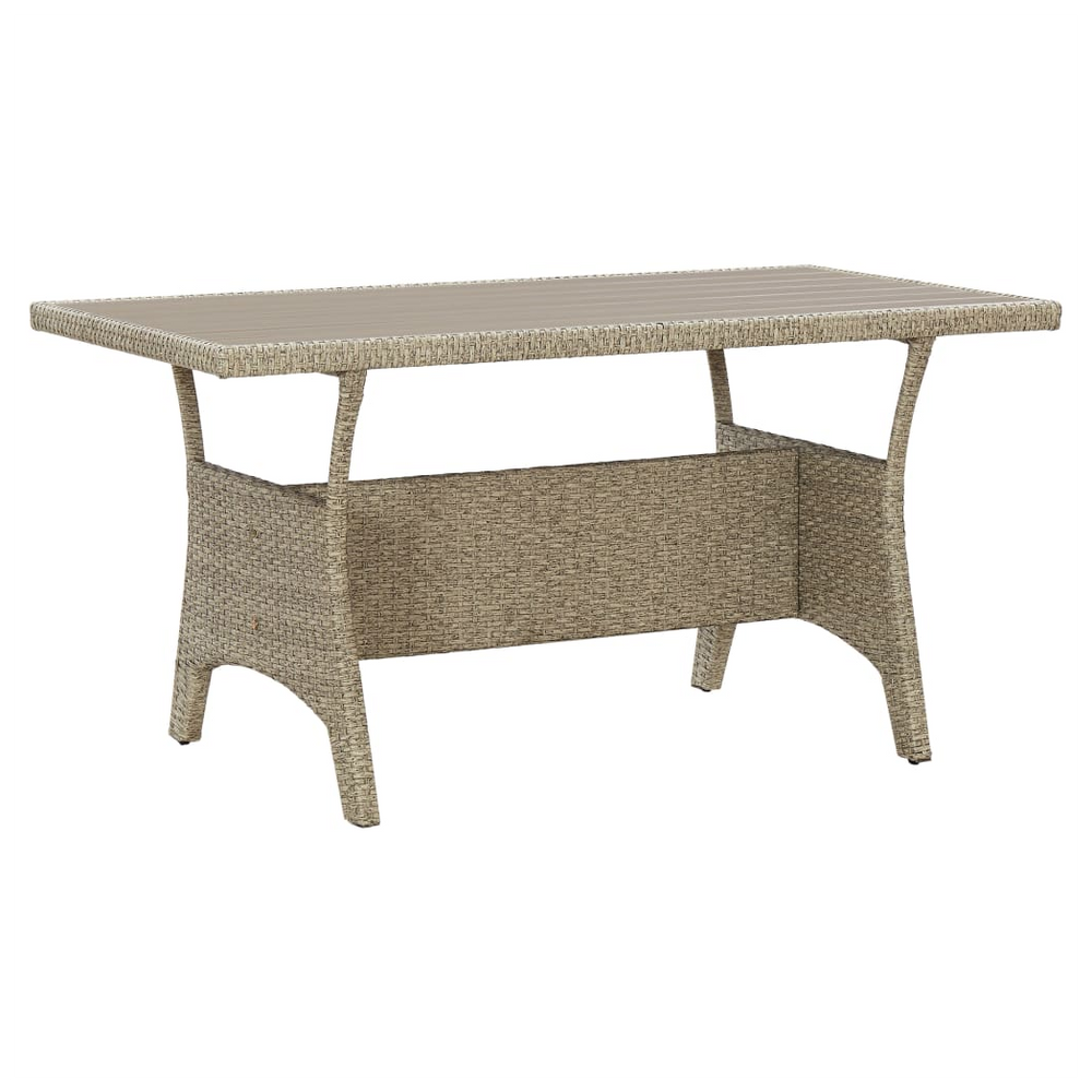 Garden Table Grey 130x70x66 cm Poly Rattan - anydaydirect