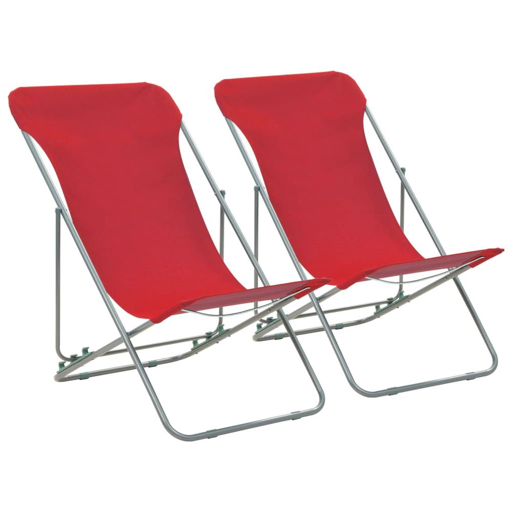 Folding Beach Chairs 2 pcs Steel and Oxford Fabric Blue - anydaydirect