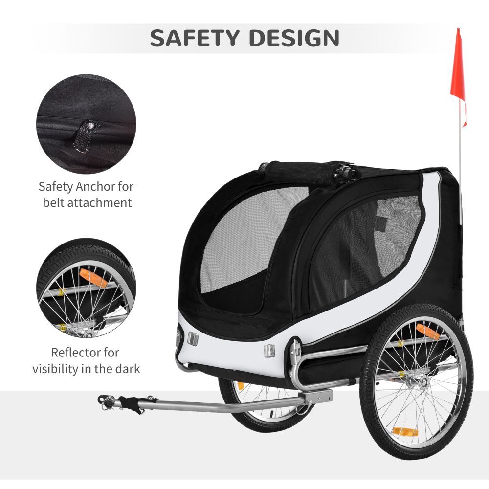 Pet Bicycle Trailer Dog Cat Bike Carrier Water Resistant Travel Steel Black - anydaydirect