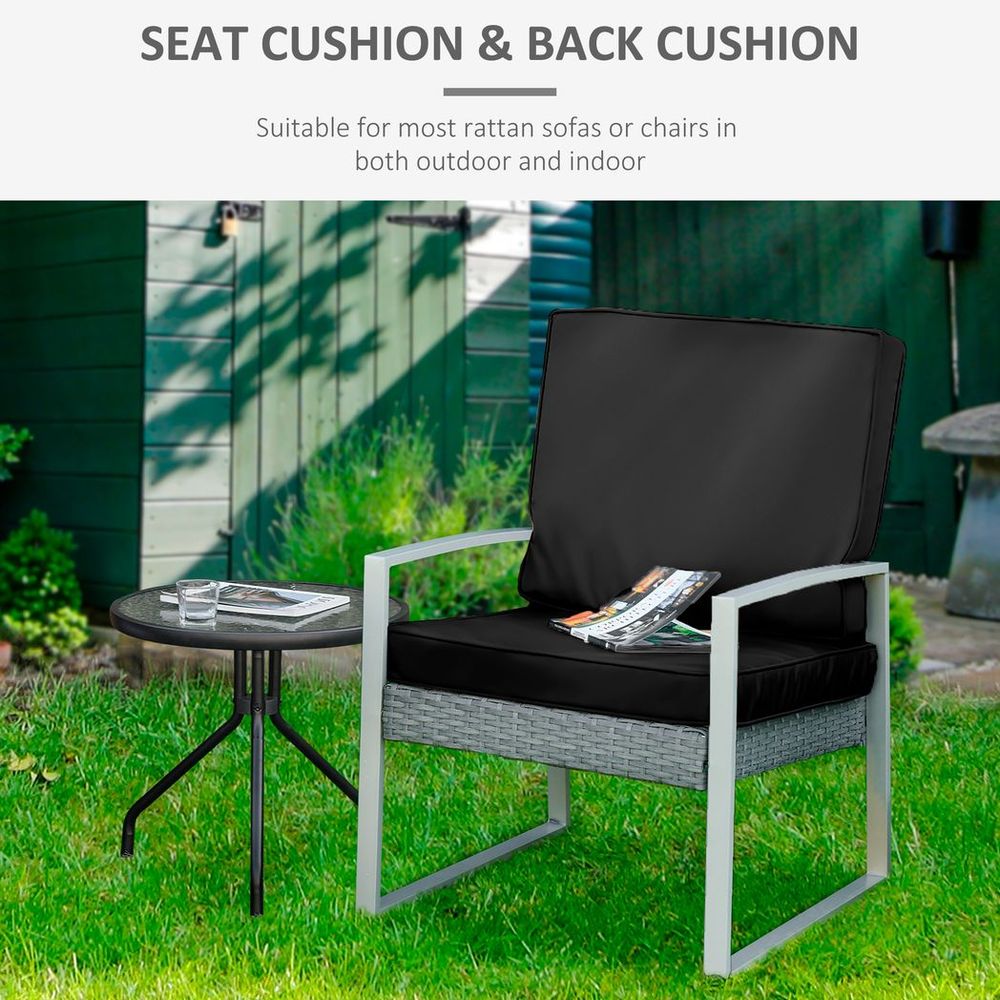 2 Pieces Seat Cushion and Back Pad Set for Rattan Furniture Black - anydaydirect