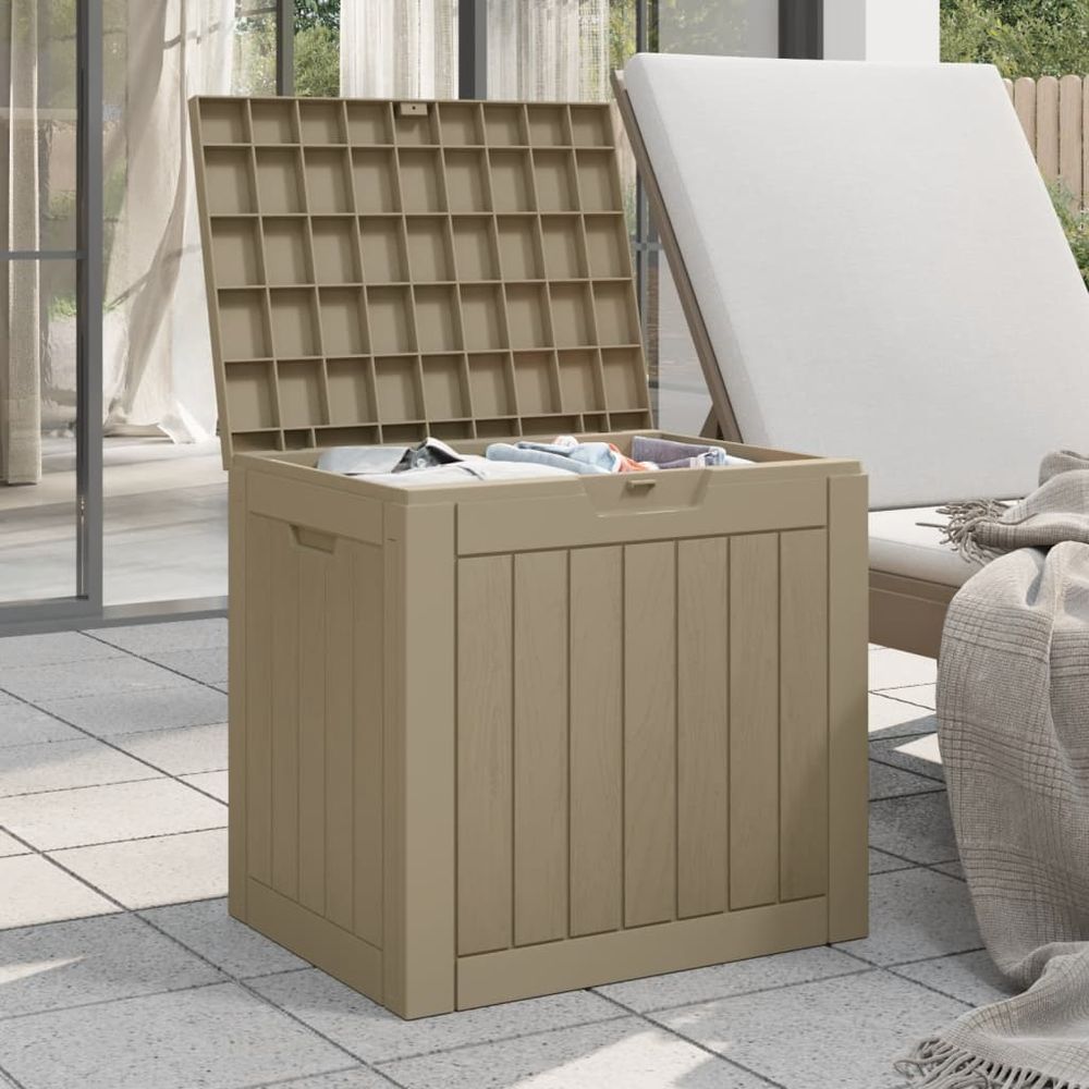 Garden Storage Box Light Brown 55.5x43x53 cm Polypropylene - anydaydirect