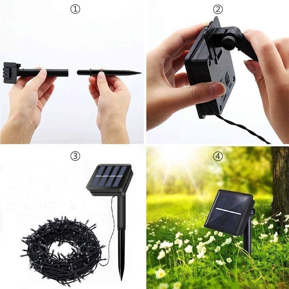 Planet Solar 100 LED White Outdoor String Solar Powered Fairy Lights - anydaydirect