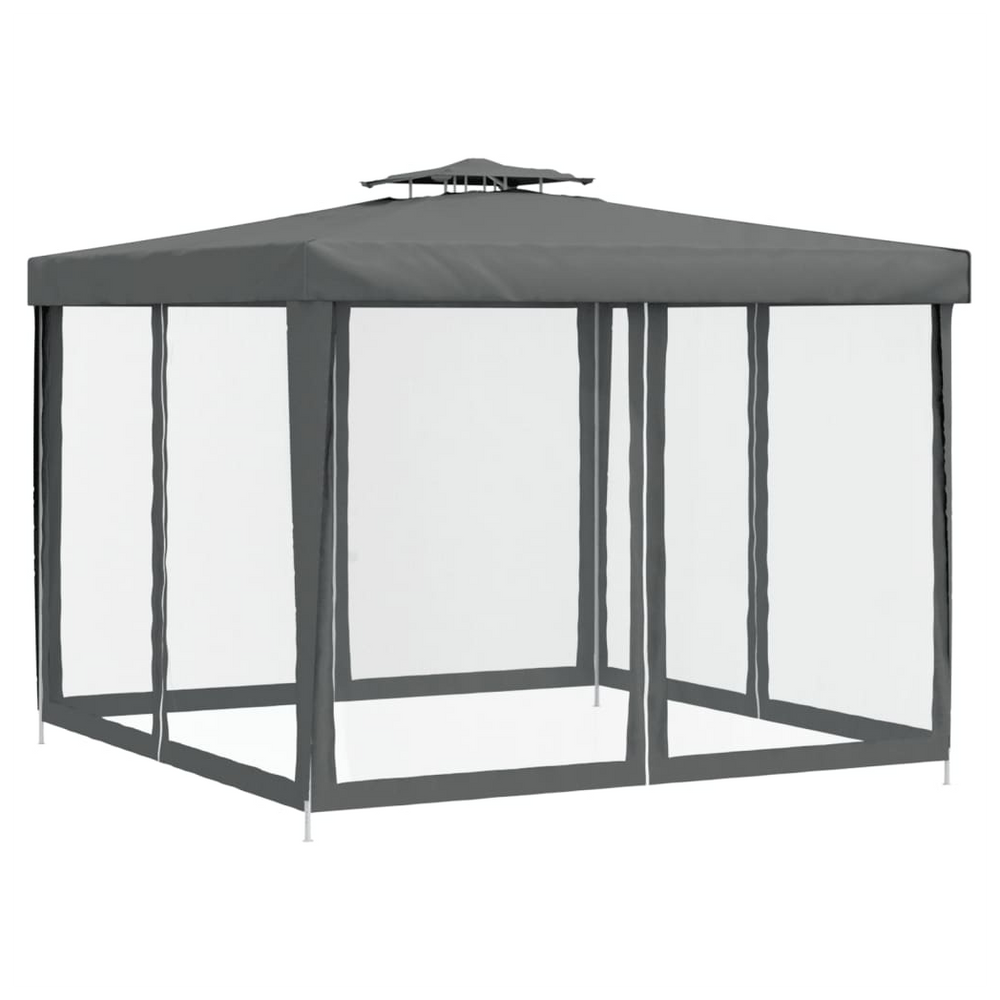 vidaXL Gazebo with Double Roof Anthracite 3x3x2.68 m Fabric - anydaydirect