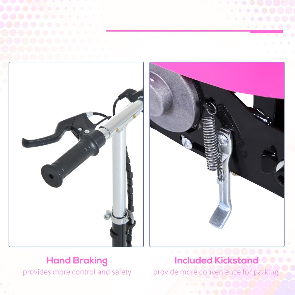 Kids Foldable Electric Powered Scooters 120W Toy Brake Kickstand Pink HOMCOM - anydaydirect