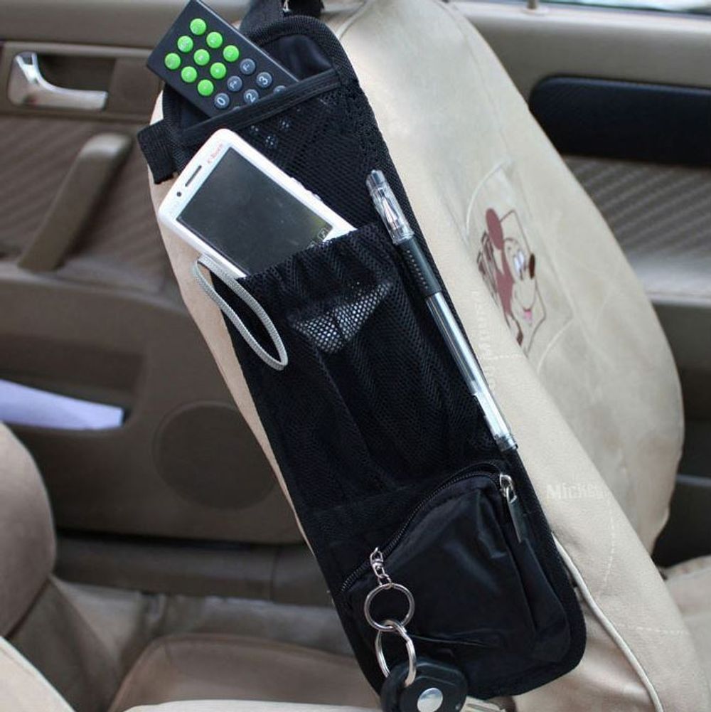 Vinsani Car Multi Side Pocket Seat Storage Hanging Bag Organise Pouch - Black - anydaydirect
