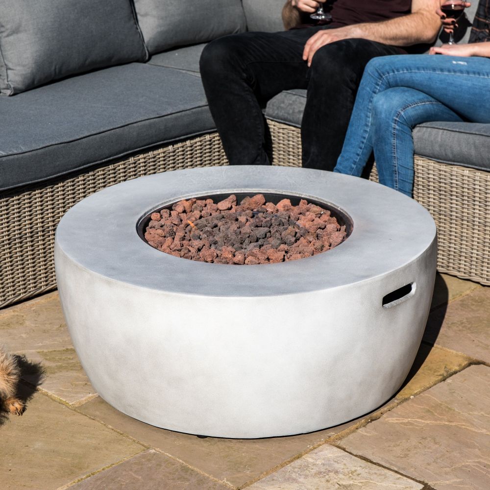 Outdoor Garden Gas Fire Pit Table Heater with Lava Rocks & Cover - anydaydirect