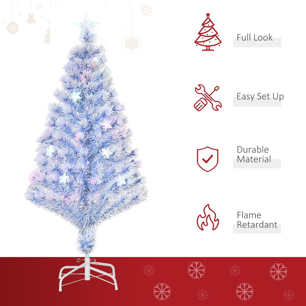 Artificial Fibre Christmas Tree Seasonal Deco 16 LED Easy Store 4FT White Blue - anydaydirect