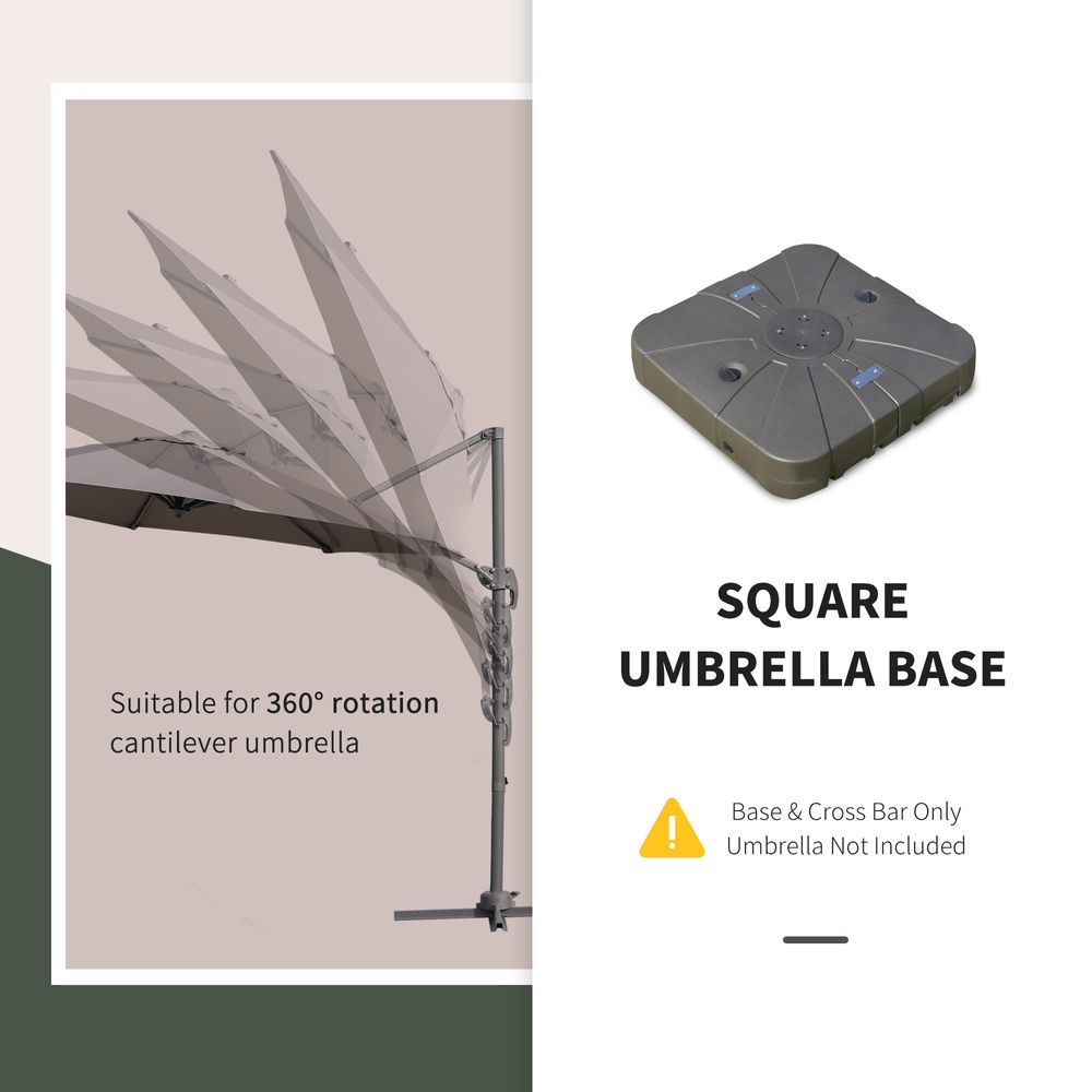 Square Cantilever Patio Umbrella Base Water or Sand Filled with Wheels Crossbar - anydaydirect