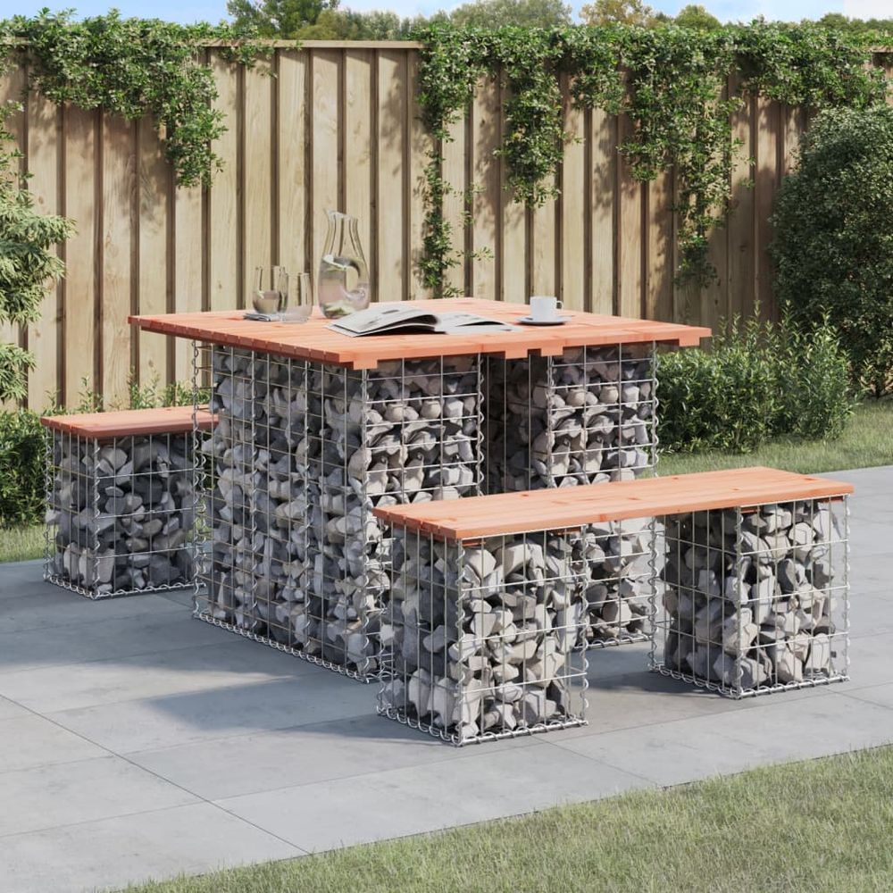 vidaXL Garden Bench Gabion Design 100x102x72 cm Solid Wood Douglas - anydaydirect