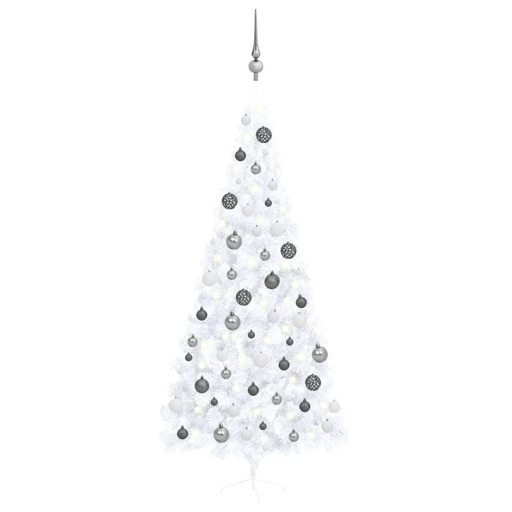 Artificial Half Christmas Tree with LEDs&Ball Set 120 cm to 240cm - anydaydirect