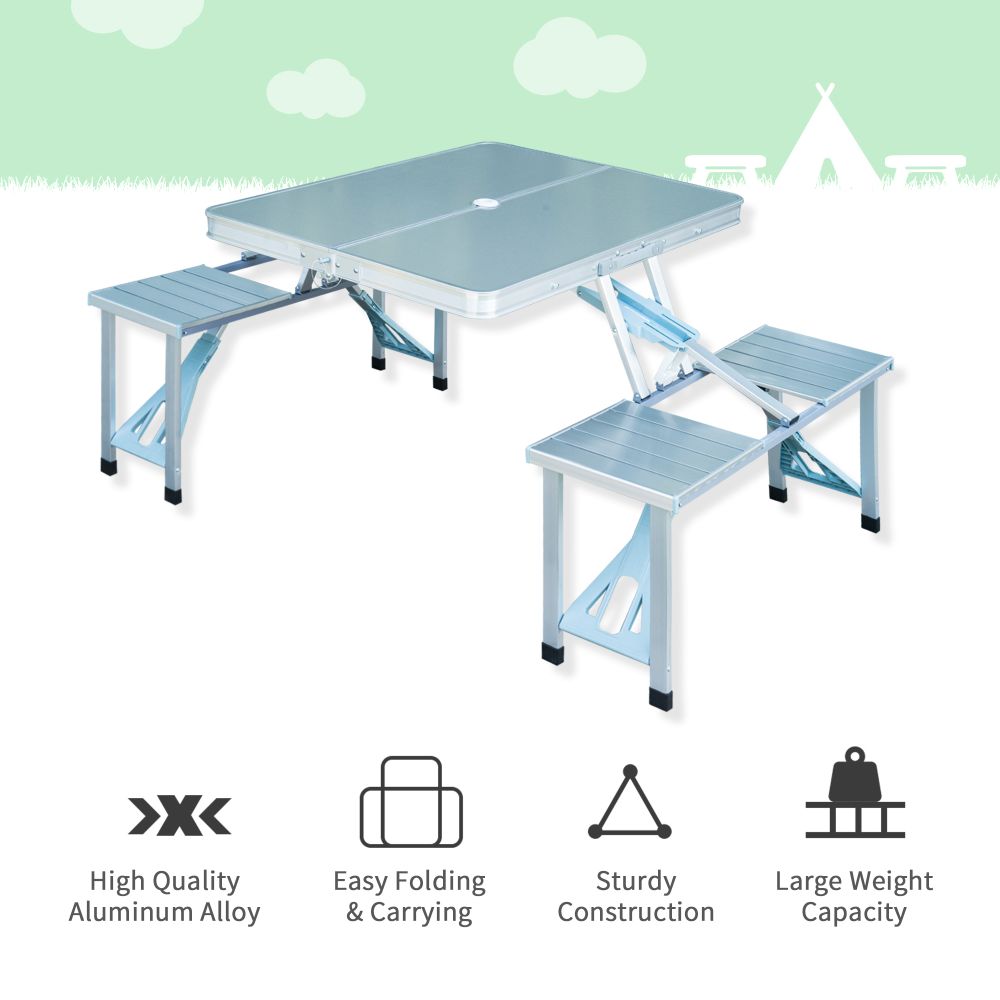 Portable Folding Trestle Camping Picnic Table Outdoor Chair Stools Outsunny - anydaydirect