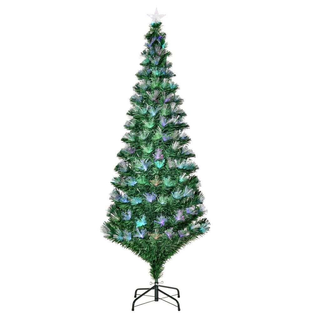 6FT Multicoloured Artificial Christmas Tree Fibre Optic Lights Star Holder - anydaydirect