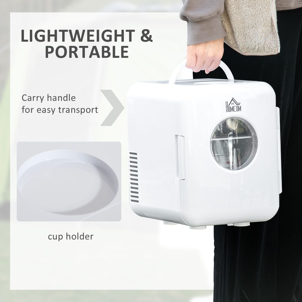 4L Mini Fridge, AC+DC Portable Cooler & Warmer for Home or Car, White HOMCOM - anydaydirect