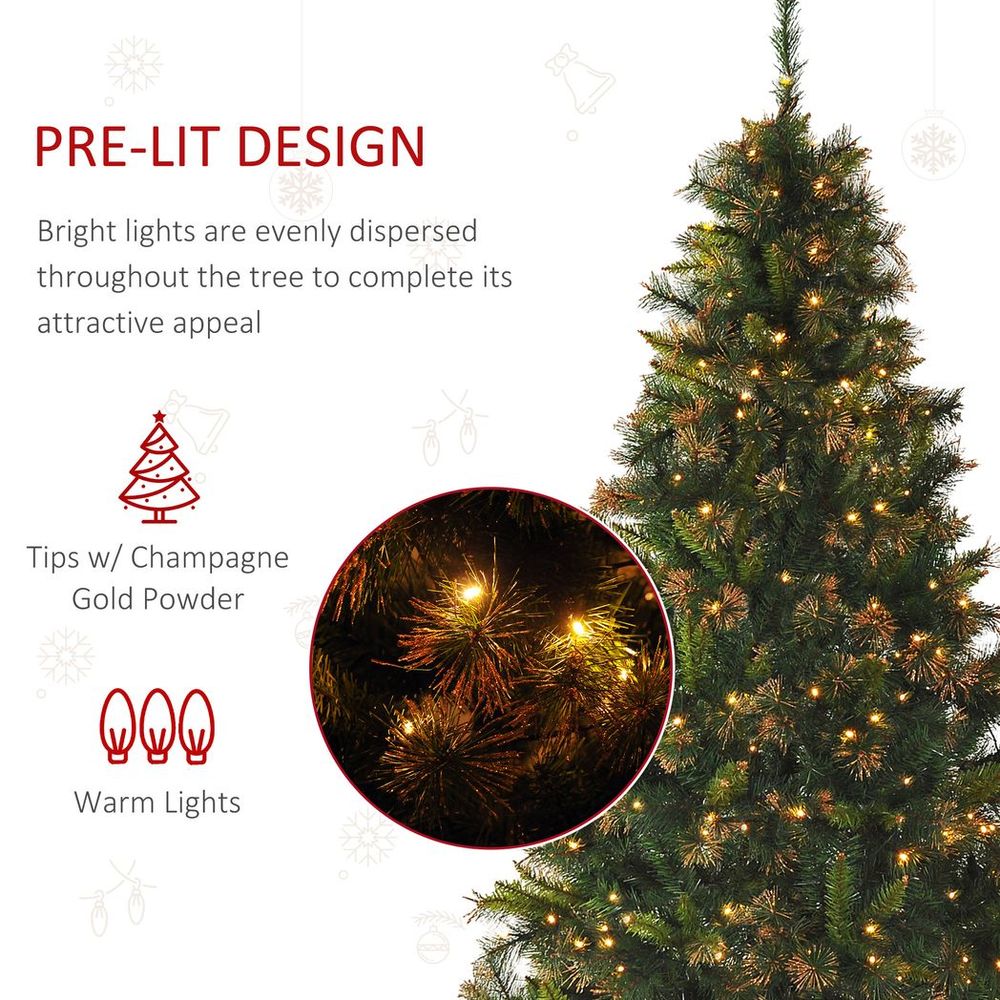 HOMCOM 6FT Pre-Lit Christmas Tree Artificial Spruce Tree Holiday D�cor Stand - anydaydirect