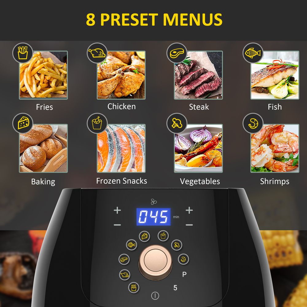 Air Fryer 1700W 5.5L with Digital Display Adjustable Temperature - anydaydirect
